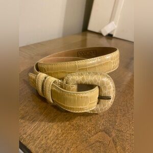 WCM Women's Croc-Embossed Yellow Leather Belt
